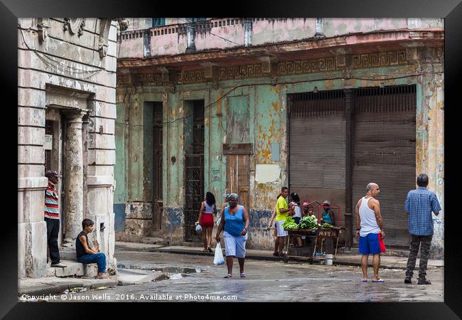 Trading on the road side in Centro Havana Framed Print by Jason Wells