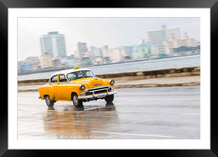 Yellow taxi Framed Mounted Print by Jason Wells
