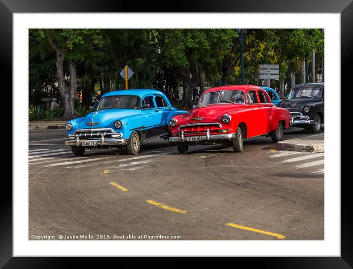 Red & blue old timers turning off Framed Mounted Print by Jason Wells