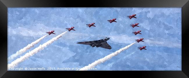 The Spirit of Great Britain above Blackpool beach. Framed Print by Jason Wells