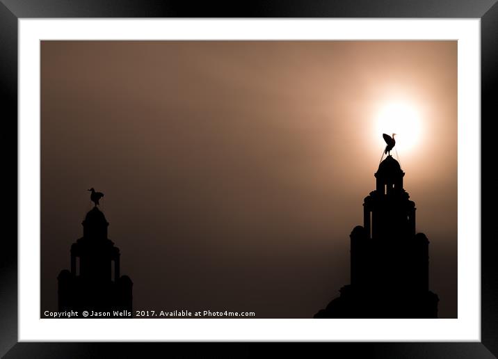 Silhouette of a Liver bird Framed Mounted Print by Jason Wells