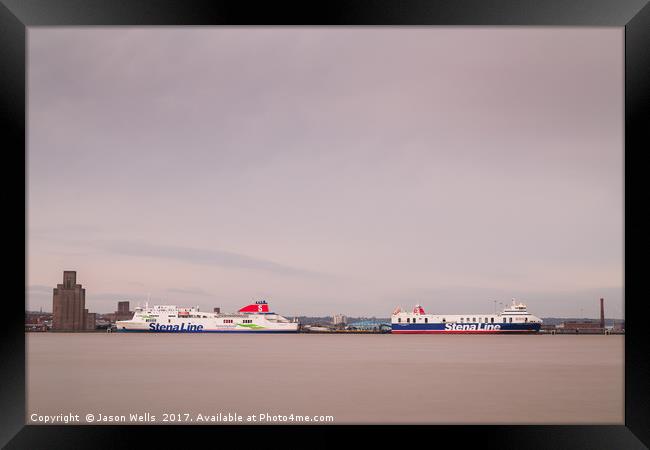Stenaline boats back to back Framed Print by Jason Wells