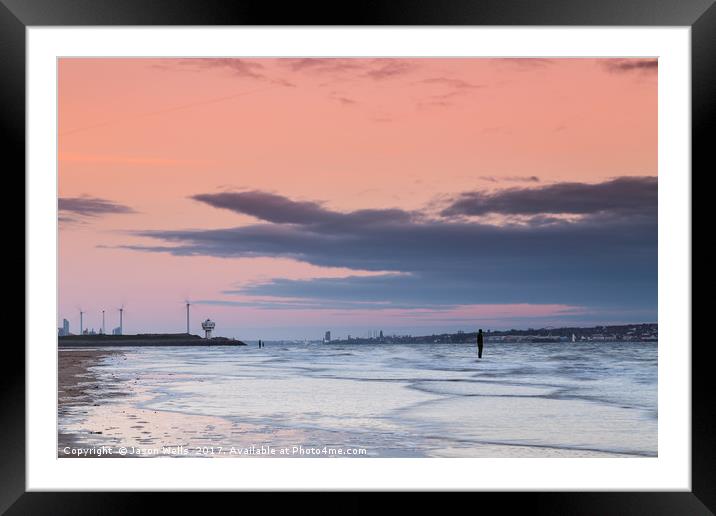 Water rushes in on Crosby beach Framed Mounted Print by Jason Wells