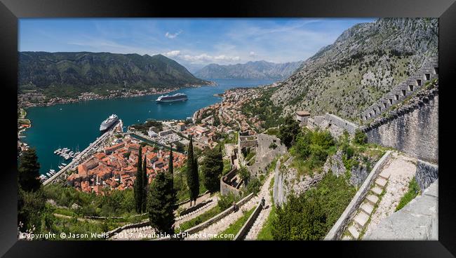 Steps leading to the Fort overlooking Kotor Framed Print by Jason Wells
