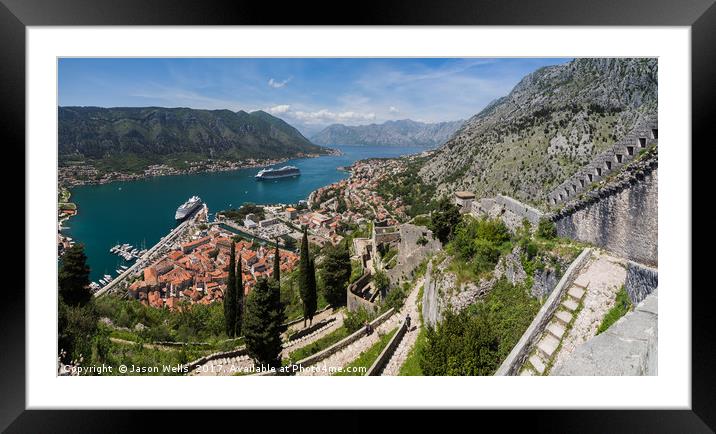 Steps leading to the Fort overlooking Kotor Framed Mounted Print by Jason Wells