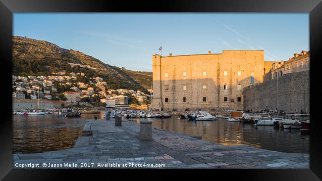 Sunset by Dubrovnik harbour Framed Print by Jason Wells