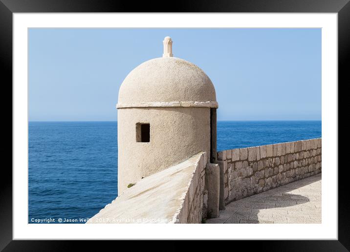 Look out tower on Dubrovnik's city walls Framed Mounted Print by Jason Wells