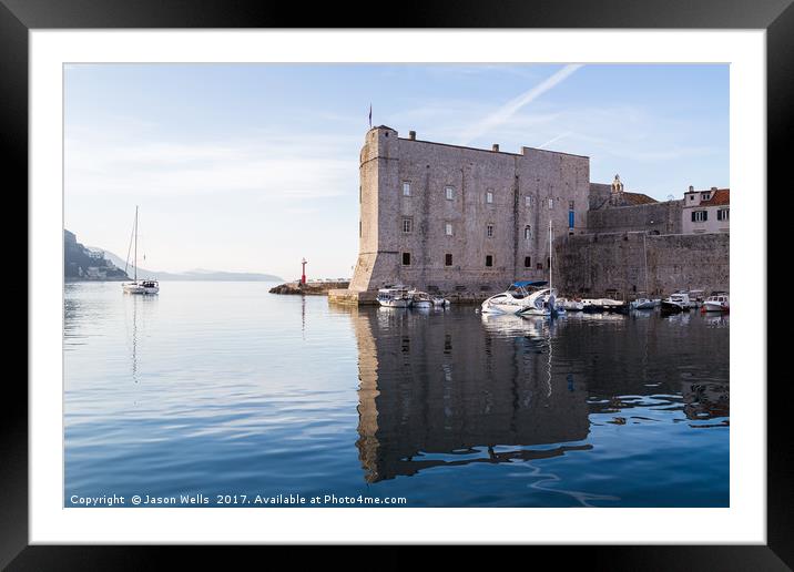 Early morning in Dubrovnik harbour Framed Mounted Print by Jason Wells