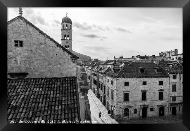 The Stradun in monochrome Framed Print by Jason Wells