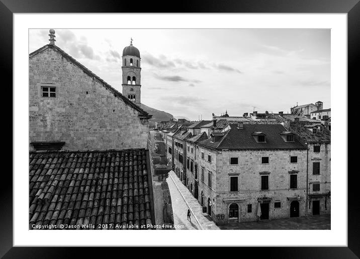 The Stradun in monochrome Framed Mounted Print by Jason Wells