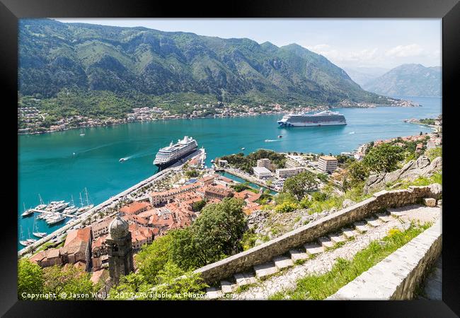 Kotor surrounded by fortifications  Framed Print by Jason Wells
