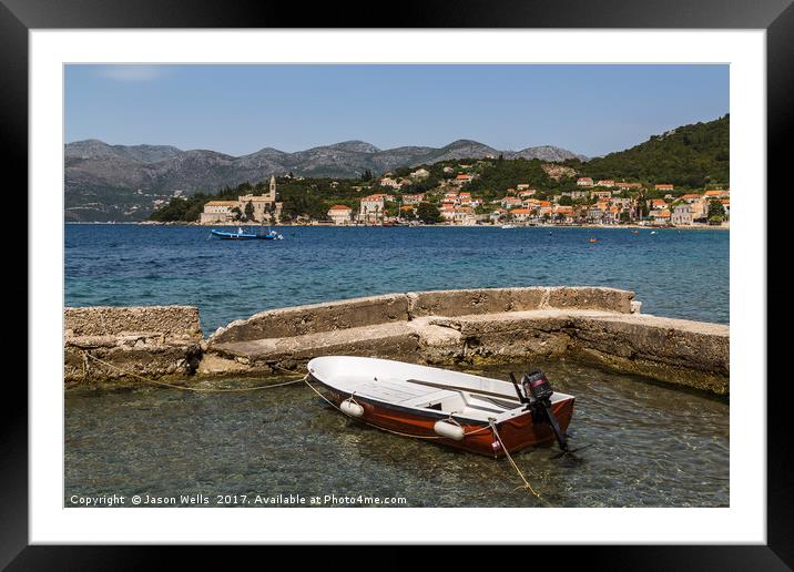 Fishing boat on Lopud Island Framed Mounted Print by Jason Wells