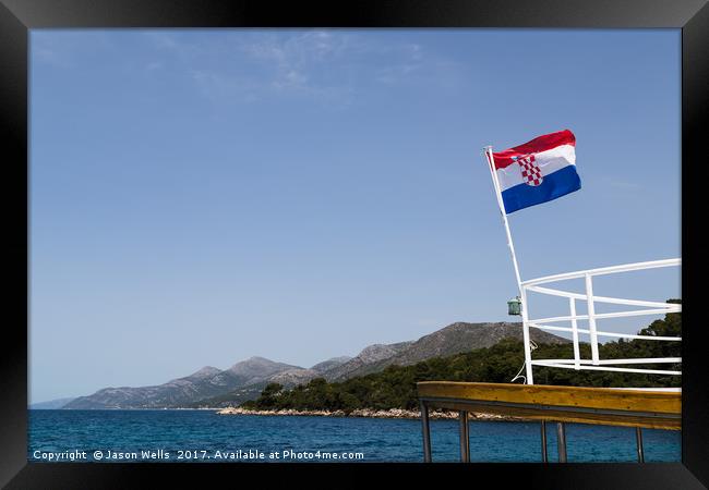 Croatian flag on a tourist boat Framed Print by Jason Wells