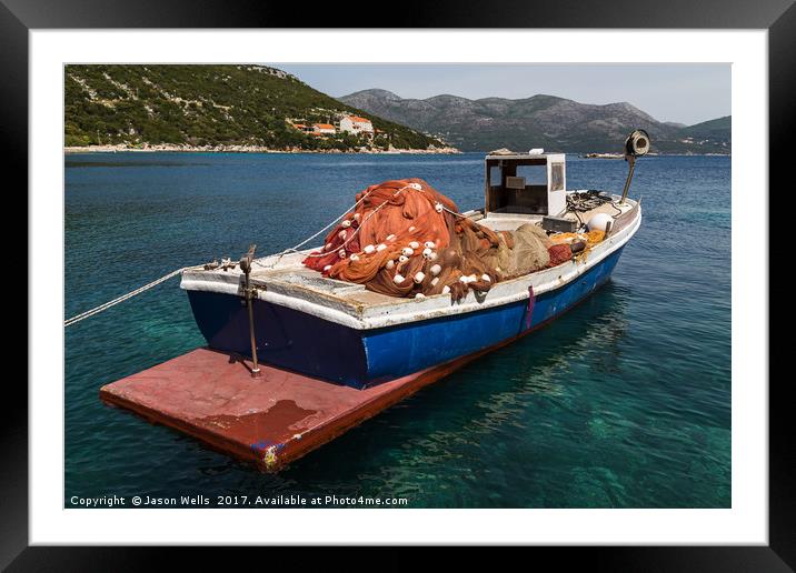 Fishing boat at Sipan Framed Mounted Print by Jason Wells