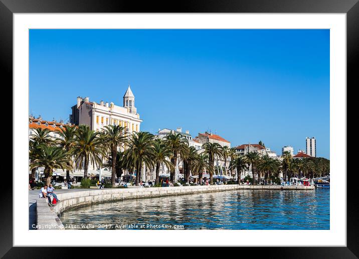 Tree lined Riva in Split Framed Mounted Print by Jason Wells