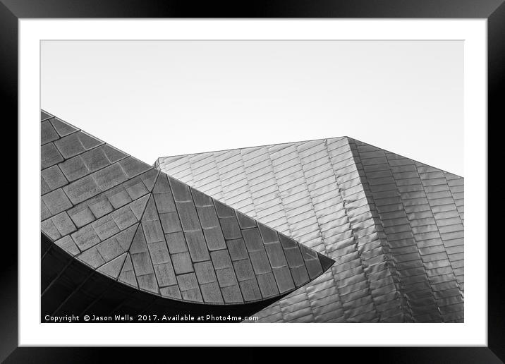 The Lowry shopping centre in monochrome Framed Mounted Print by Jason Wells