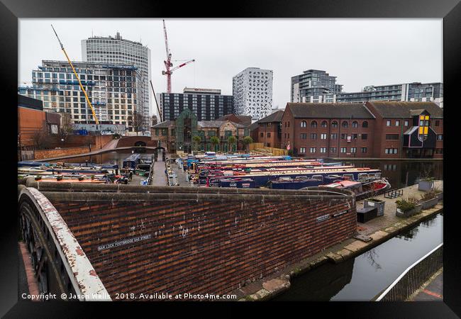 New buildings being erected around the old canal i Framed Print by Jason Wells