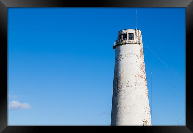 Leasowe Lighthouse against a blue sky Framed Print by Jason Wells