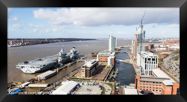 HMS Prince of Wales on the Liverpool waterfront Framed Print by Jason Wells