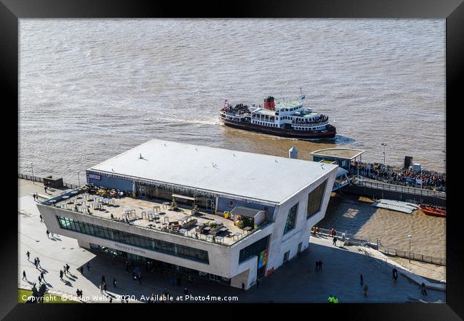 Mersey Ferry approaches its jetty Framed Print by Jason Wells