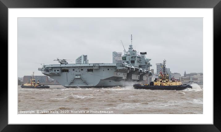 HMS Prince of Wales turning in the River Mersey Framed Mounted Print by Jason Wells