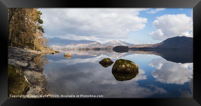 Rocks on the shore of Derwent Water Framed Print by Jason Wells