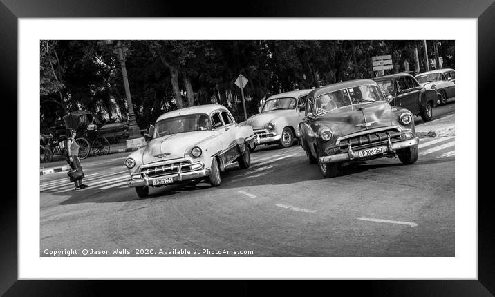Old timers panorama in monochrome Framed Mounted Print by Jason Wells