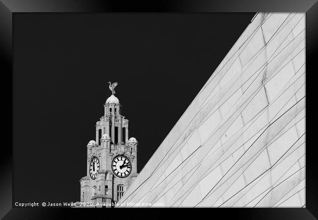 Liverbird behind a modern facade Framed Print by Jason Wells