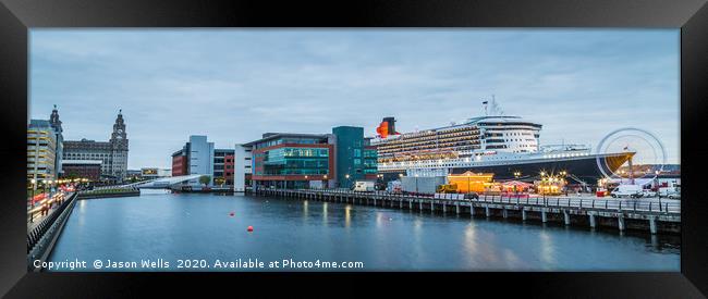 Queen Mary 2 docked in Liverpool Framed Print by Jason Wells