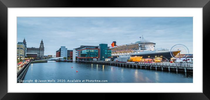 Queen Mary 2 docked in Liverpool Framed Mounted Print by Jason Wells