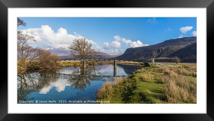 Chinese bridge spans the River Derwent Framed Mounted Print by Jason Wells
