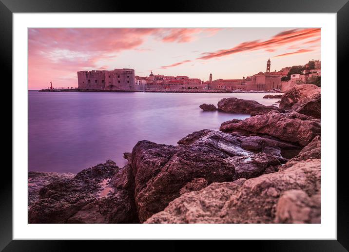 Dubrovnik at dusk Framed Mounted Print by Jason Wells