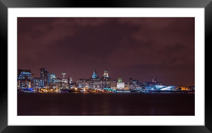 Liverpool waterfront on bonfire night Framed Mounted Print by Jason Wells