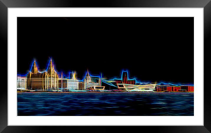 Liverpool waterfront digital art Framed Mounted Print by Jason Wells