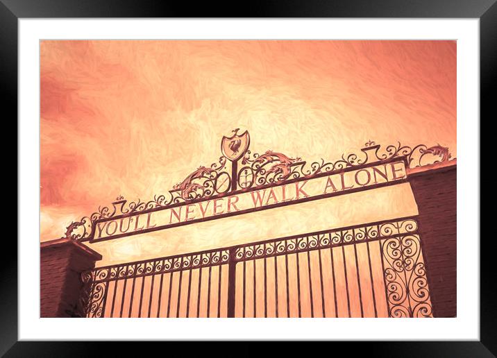 Looking up at the Shankly Gates Framed Mounted Print by Jason Wells