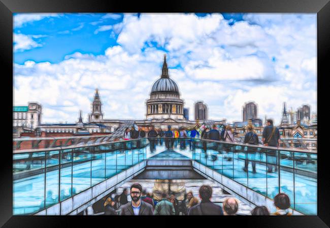 People on the Millennium Bridge Framed Print by Jason Wells