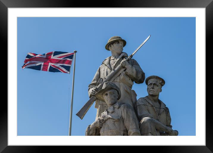 Union Jack behind the New Brighton War Memorial Framed Mounted Print by Jason Wells