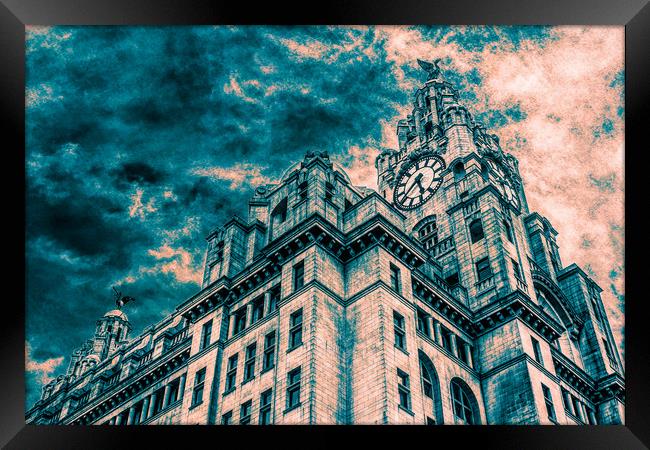 Dramatic sky above the Liver Building Framed Print by Jason Wells