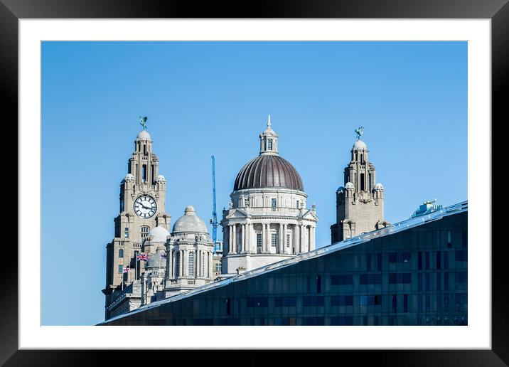 Three Graces above a modern building Framed Mounted Print by Jason Wells