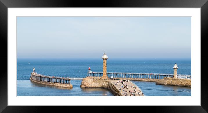 Tourists on the West pier of Whitby harbour Framed Mounted Print by Jason Wells