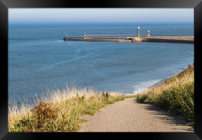 Pathway down to Whitby sands Framed Print by Jason Wells