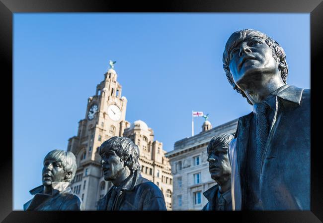 Statue of the Fab Four (The Beatles) on Pier Head Framed Print by Jason Wells