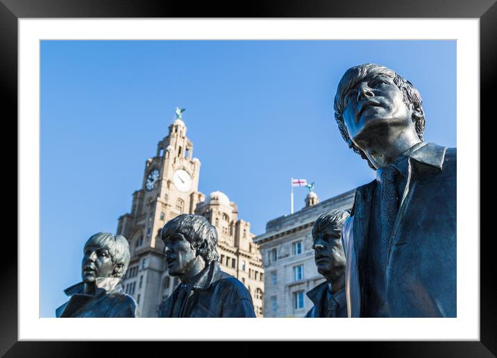 Statue of the Fab Four (The Beatles) on Pier Head Framed Mounted Print by Jason Wells