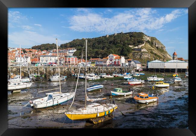 Low tide in Scarborough harbour Framed Print by Jason Wells