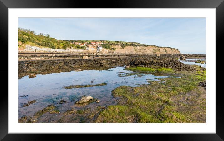 Rock pool panorama at Robin Hoods Bay Framed Mounted Print by Jason Wells