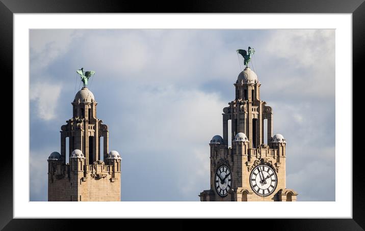 Liver Birds above Liverpool Framed Mounted Print by Jason Wells