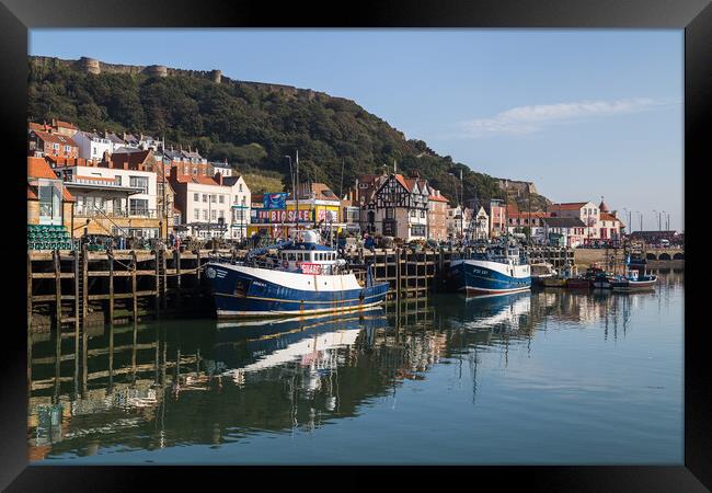 Fishing boats on the Scarborough quayside Framed Print by Jason Wells