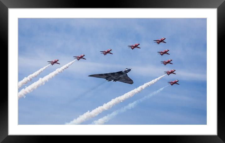 Vulcan and Red Arrows flypast Framed Mounted Print by Jason Wells