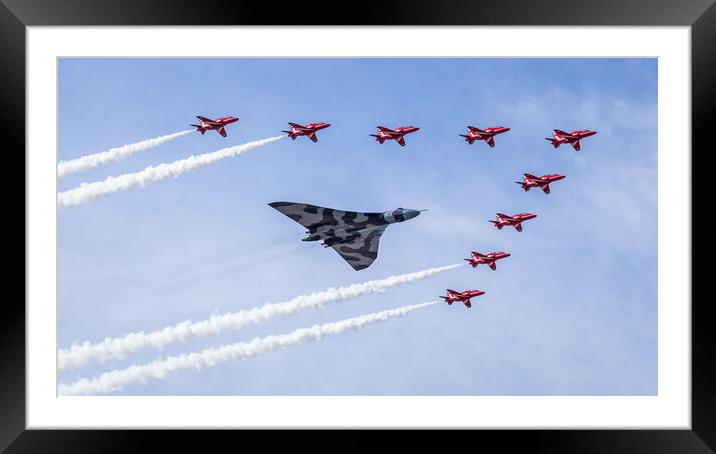 The Vulcan with the Red Arrows one final time Framed Mounted Print by Jason Wells