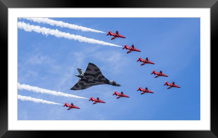 The Vulcan with the Red Arrows one final time Framed Mounted Print by Jason Wells